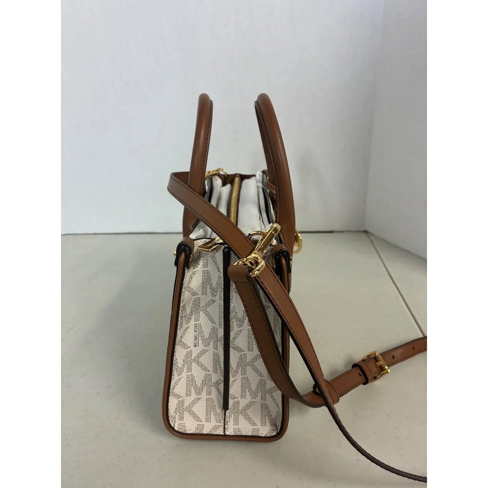 Michael Kors Maple Small EW Satchel Crossbody Bag Vanilla Luggage 38S6G7MS5B NEW